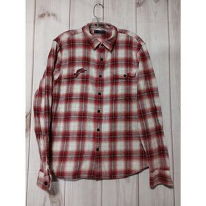 Lucky Brand Shirt Men's Large Red Plaid Flannel‎